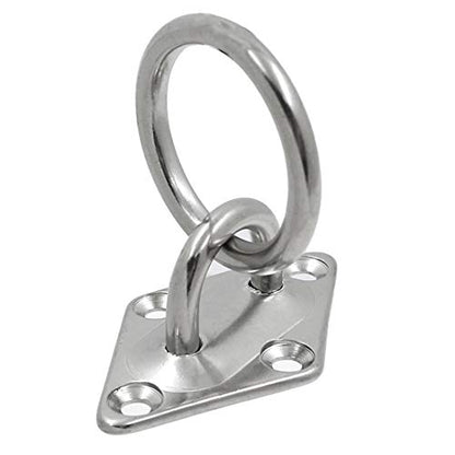 4Pcs M5 Diamond Pad Eye Plate with Ring Hook, Ceiling Hooks Wall Mount Bracket, Heavy Duty Stainless Steel Anchor Mount for Yoga Swings Hammocks/Boat Rigging/Suspension Training Straps - size: M5 (Diamond Pad Eye)