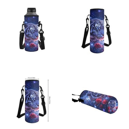 Aesthetic Tiger Backpack for Kids Girls Backpack with Lunch Box Water Bottle Holder and Soft Pencil Case 4PCS Set Lightweight Bookbag with Front Pocket for School 17 inch Sturdy School Bag - color: Aesthetic Tiger-1