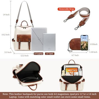 AGLOD Backpack Purse for Women PU Leather Back Packs Designer Ladies Shoulder Bag Fashion Faux Work Travel Handbags - color: Beige-brown
