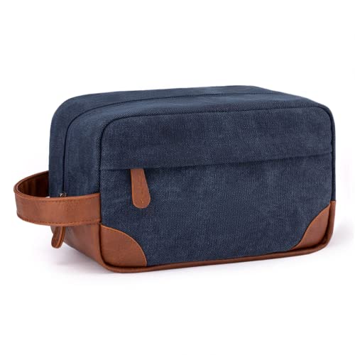 Vorspack Toiletry Bag Hanging Dopp Kit for Men Water Resistant Canvas Shaving Bag with Large Capacity for Travel - Navy Blue - color: Navy Blue, size: Medium