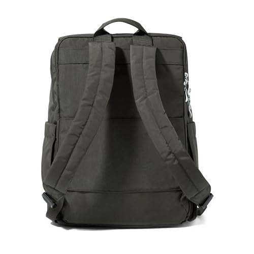 Baggallini Flap Laptop Backpack - 15"x11" Lightweight Work Travel Bag w/Luggage Sleeve & RFID - color: Charcoal