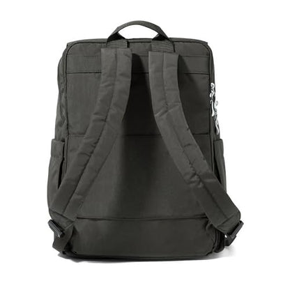 Baggallini Flap Laptop Backpack - 15"x11" Lightweight Work Travel Bag w/Luggage Sleeve & RFID - color: Charcoal
