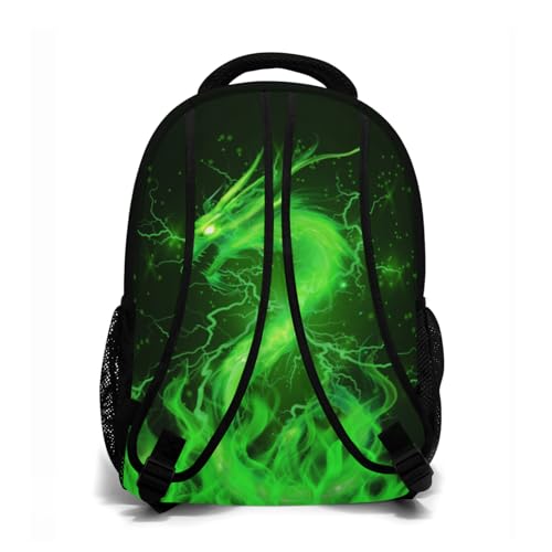 Miaoquhe Green Dragon Backpack Cool Animal Bookbag for Kids Teens Girls Boys Back to School Green Dragon Back pack for School Office Travel Hiking Laptop Computer Casual Daypack - color: Dragon-green