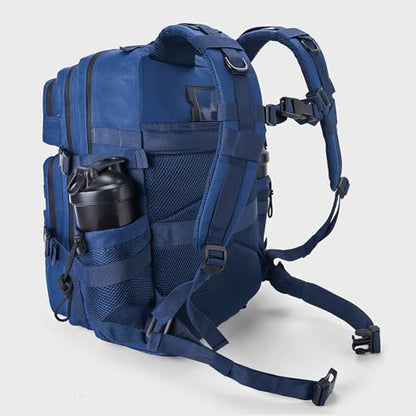 LHI Military Tactical Backpack for Men and Women 45L Army 3 Days Assault Pack Bag Large Rucksack with Shoe Compartment - Black and White - color: 1.21 Shoe Compartment（blue）
