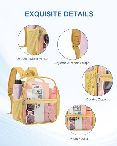 Clear Backpack for Stadium Events, 12x12x6 Small Clear Plastic bag with Reinforced Straps for Game Security Festival Concert - color: Gold