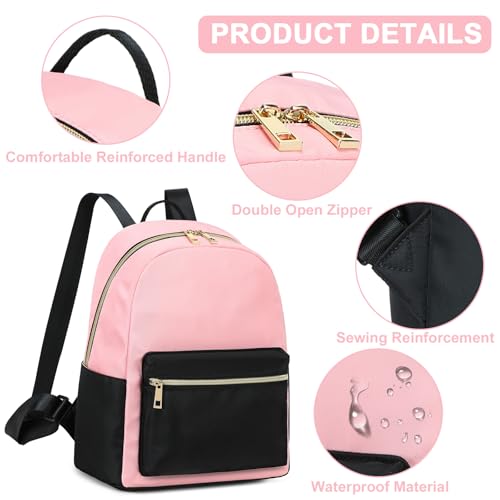 BTOOP Mini Backpack Women Girls Water-resistant Small Backpack Purse Shoulder Bag for Womens Adult Kids School Travel - color: Black-pink, size: Mini
