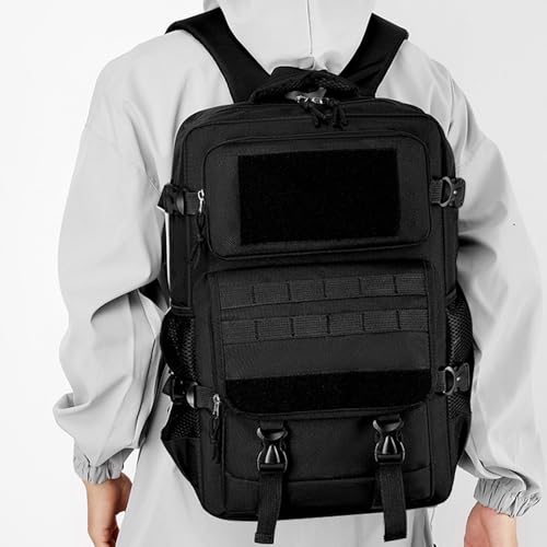 35L Tactical Backpack Black, Military Molle Backpack for Men Women, Water Resistant Hiking Rucksack Fits 16 Inch Laptop for Outdoor Camping Hunting Trekking Travel - color: Camo Backpack Single Pack 3
