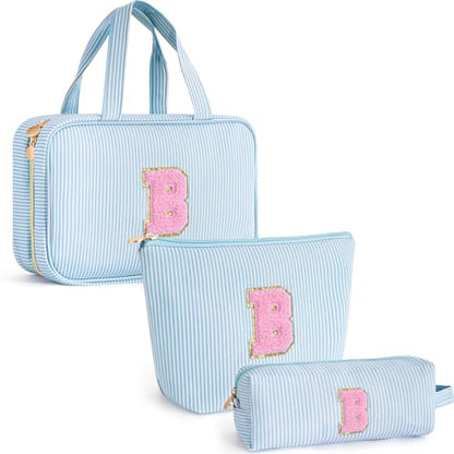 Gifts for Teen Girls Women - Personalized Toiletry Bag Initial Makeup Bag | Travel Cosmetic Bag | 8 9 10 11 12 13 14 15 16 Years Old Girl Gift Trendy Stuff - Blue B - color: Blue, style: B