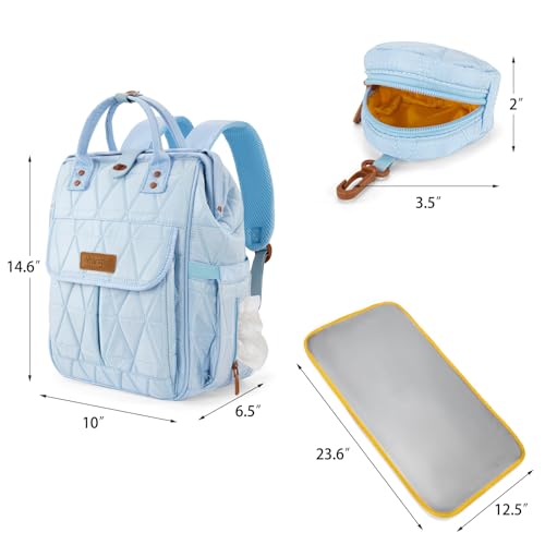 Montana West Wrangler Diaper Bag Backpack Baby Essentials Bag Quilted Travel Backpacks with Insulated Pockets, Portable Changing Pad, Stroller Straps, Pacifier Case - color: Blue