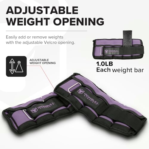 Adjustable Ankle Weights (10lbs/Pair) - Weighted Ankle Weight for Walking, Gym and Exercise - 2, 4, 6, 8, 10 LB Leg Weight Set with Straps for Women and Men - 1-5 lbs Each Ankle Adjustable for Weight Lifting - color: Lavender