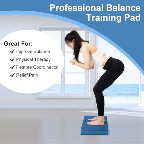 StrongTek Professional Foam Exercise Balance Pad - 15.8" x 13" x 2", High-Density TPE Foam Knee Pad, Non-Slip & Water-Resistant, for Balance Training, Physical Therapy, Yoga, and More - color: Blue-Set of 2