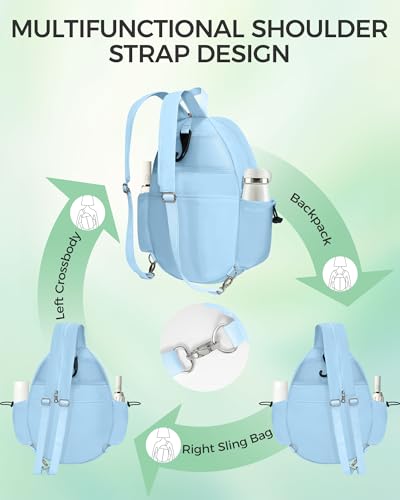 Tennis Bag, Water Resistant Tennis Backpack for Women Men, Quilted Crossbody Sling Design for Tennis, Pickleball, Badminton Rackets - color: Blue