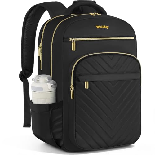 Laptop Backpack for Women with Cup Pocket, 17.3in Travel Work Purse Bookbag for Teacher Nurse, Large-Capacity 40L College Back Pack, Water Resistant Computer Business Bag, Black - color: Black, size: 17.3in
