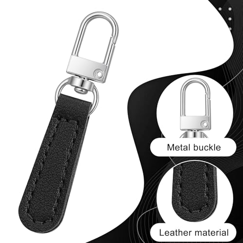12 Pcs Replacement Zipper Pull Leather Zipper Pulls Replacement for Luggage, Backpacks, Suitcases, Jackets, Wallets, Handbags (Black) - color: Black