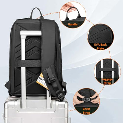 FENRUIEN Work Backpack for Men, Water Resistant Expandable Backpack with USB C Charging Port, Black 15.6 Laptop Backpack - size: 15.6 Inch, style: Business