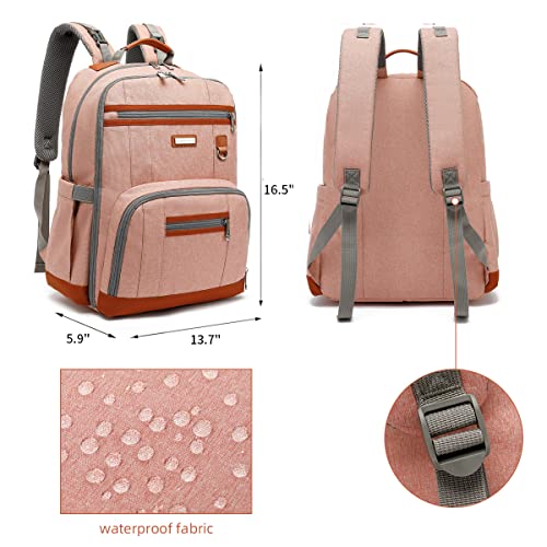 Diaper Bag Backpack, Large Baby Nappy Bags with Portable Changing Pad for Boys and GirlsMultifunction Travel Baby Bag for Moms Dads, Shower Gifts Waterproof and Stylish，Deep Powder - color: Deep Powder