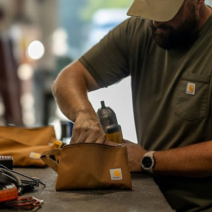 Carhartt Utility Zipper Pouch Set, Durable Water Repellent Organizers Sold in Sets of Three, Carhartt Brown/Black/Greenstone - color: Carhartt Brown/Black/Greenstone