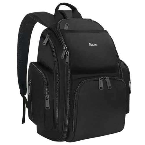 Mancro Backpack Diaper Bag, Waterproof Boy Travel Bag for Dad and Men, Large Multi-Function, Many Pockets, Lightweight, Stylish Diaper Backpack, Black - color: Black