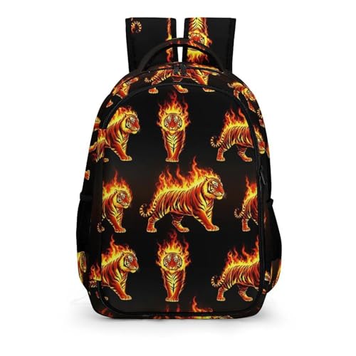 Water Resistant Laptop Backpack Fire Flame Tiger, Business Anti Theft Computer Bag with Water Bottle Pockets for College Men Women - color: Pattern (338)