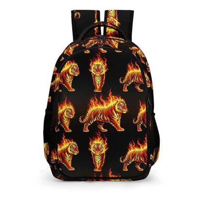 Water Resistant Laptop Backpack Fire Flame Tiger, Business Anti Theft Computer Bag with Water Bottle Pockets for College Men Women - color: Pattern (338)