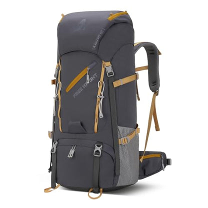 Bseash 65L Waterproof Hiking Camping Backpack with Rain Cover, Outdoor Sport Travel Daypack for Climbing Touring (Gray) - color: Gray