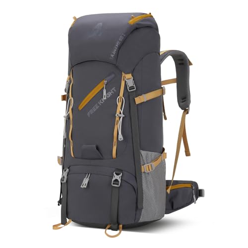 Bseash 65L Waterproof Hiking Camping Backpack with Rain Cover, Outdoor Sport Travel Daypack for Climbing Touring (Gray) - color: Gray