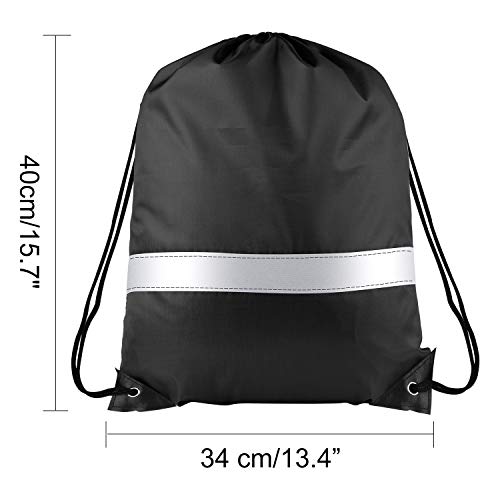 KUUQA 12 Pcs Drawstring Backpack Bag Bulk Reflective Black - color: Black