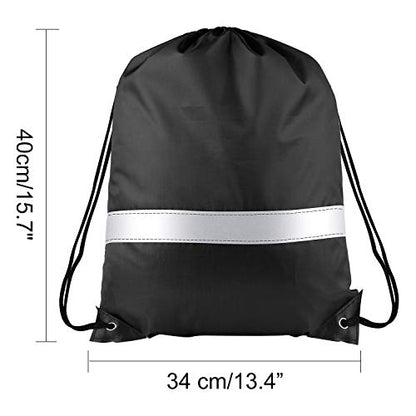 KUUQA 12 Pcs Drawstring Backpack Bag Bulk Reflective Black - color: Black