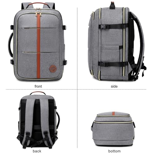 40L Travel Laptop Backpack for Women & Men, Airline Approved Carry On Luggage Overnight Bags, Waterproof Personal Item Bag, Weekender Essentials Backpacks Vacuum Backpack Gray - color: Gray