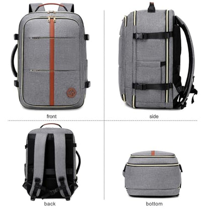 40L Travel Laptop Backpack for Women & Men, Airline Approved Carry On Luggage Overnight Bags, Waterproof Personal Item Bag, Weekender Essentials Backpacks Vacuum Backpack Gray - color: Gray