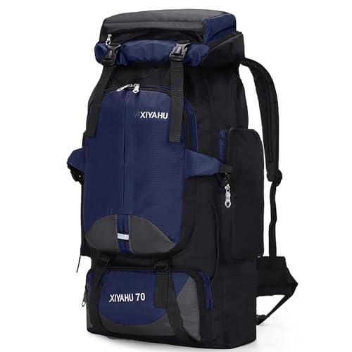 Lawaia 70L Hiking Backpack Rucking Camping Lightweight Backpacking Outdoor Travel Bag Trekking Back Pack Large Capacity Backpacks Climbing Trail Backpack for Men Women- Dark Blue - color: Dark Blue