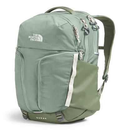 The North Face Women's Surge Commuter Laptop Backpack - Everyday Travel Bag, Laptop Sleeve, Water-Repellent, Slate Moss/Bark Mist, One Size - color: Slate Moss/Bark Mist