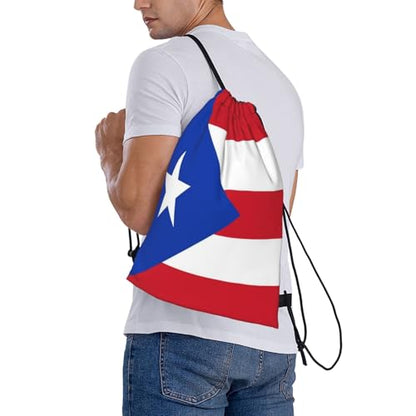Puerto Rico Flag Drawstring Bag Sport Gym Backpack Beach Travel Sack Draw String Yoga Bag For Men Women - color: Puerto Rico Flag2