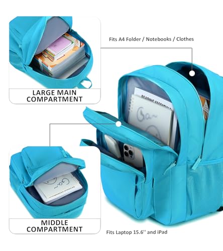 abshoo Classical Basic Womens Travel Backpack For College Men Water Resistant Bookbag (PowDerBlue) - color: Powderblue, size: 16.5 Inc