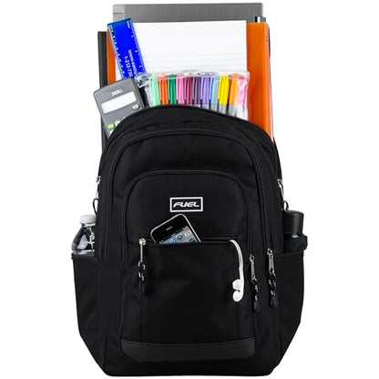 FUEL Laptop Durable Hiking Travel Commuter Carry On Casual Daypack Classic Bag Backpack, Black - color: Black