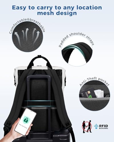 ECOHUB 17" Laptop bag for Women 25L Teacher's Laptop Backpack Work Backpack for Professional Nurse Travel Backpack,Black - color: Black