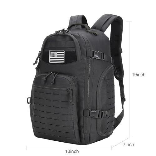 35L Tactical Backpack for Men Heavy Duty Military Backpack 3 Day Assault Pack Molle Backpack Hiking Rucksack (Black1) - color: Black1