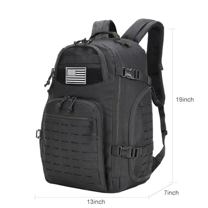 35L Tactical Backpack for Men Heavy Duty Military Backpack 3 Day Assault Pack Molle Backpack Hiking Rucksack (Black1) - color: Black1