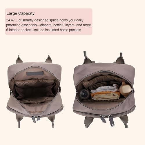JESSIE & JAMES BeBe CCW Diaper Bag Nylon Backpack Multi Function Diaper Bag with Changing Pad & Stroller Straps_Dark Grey - color: Dark Grey