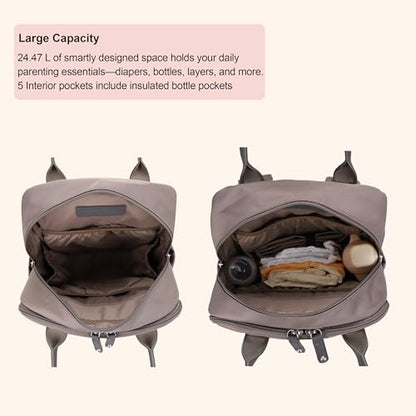 JESSIE & JAMES BeBe CCW Diaper Bag Nylon Backpack Multi Function Diaper Bag with Changing Pad & Stroller Straps_Dark Grey - color: Dark Grey