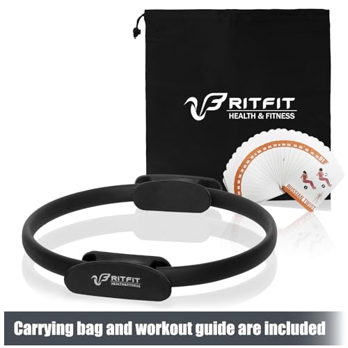 RitFit Pilates Ring Circle - 14 Inch Magic Fitness Circle for Toning Inner & Outer Thighs, Bonus Workout Guide Included - style: Black