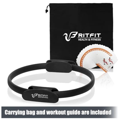 RitFit Pilates Ring Circle - 14 Inch Magic Fitness Circle for Toning Inner & Outer Thighs, Bonus Workout Guide Included - style: Black