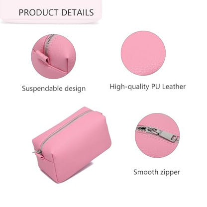 PU leather Organizer Bag Lightweight Cosmetic Bag with Ring Clasp Perfect Travel Makeup Bag for Women (Azalea Pink/PU) - color: Azalea Pink/PU