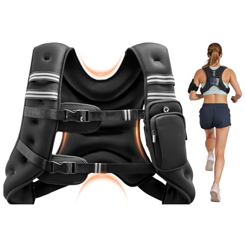 VEVOR Weighted Vest, 6lbs/8lbs/10lbs/25lbs Body Weight Vest for Men Women, with Reflective Stripe, Adjustable Buckle, Workout Equipment for Strength Training, Running, Jogging, Fitness, Muscle Building, Weight Loss - size: 25 lbs
