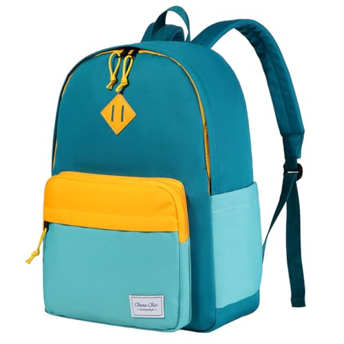 Chase Chic Kids Backpack for Boys - 17 inch School Backpacks for Toddler Girls Fits 6 to 12 Years Old - Lightweight Water Resistant Preschool Bookbag for Travel Daycare (Green Blue) - color: Green&blue
