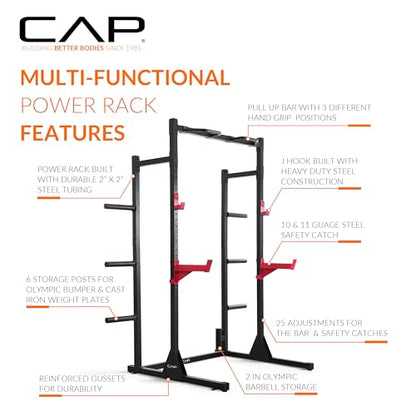 Cap Barbell Power Rack with Pull Up Bar & Attachments - Multiple Colors - color: YELLOW