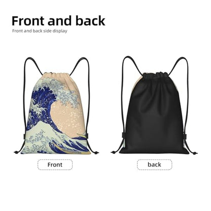 Gianlaima Japanese Kanagawa Ocean Great Wave Waves Drawstring Bags Backpack Sport Ball Bag Sport Gym Sack Drawstring Bag String Bag Yoga Dance Travel Bag For Men Women - color: Black14