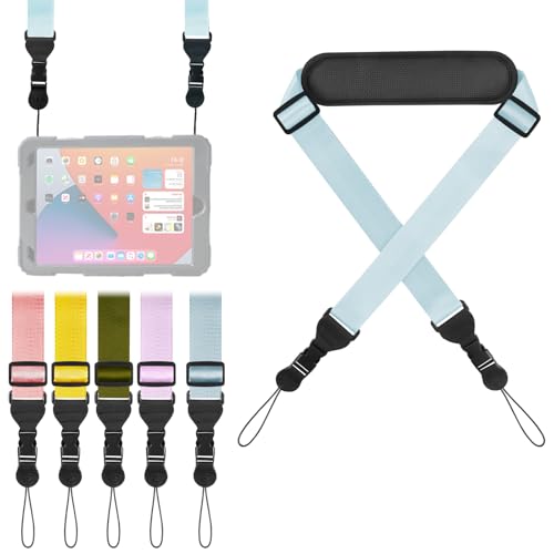 FIEIL Universal Shoulder Strap, Neoprene Padded Bag Strap with Double Adjustable Buckles, Comfortable Neck Lanyard for Camera, Cellphone Tablet,iPad, Laptop, Binocular, Luggage Bag(Blue) - color: Blue