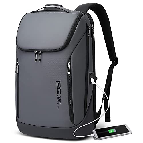 BANGE Business Smart Backpack Waterproof fit 15.6 Inch Laptop Backpack with USB Charging Port,Travel Durable Backpack - color: Grey