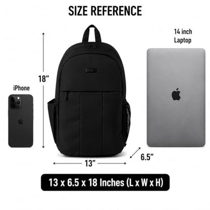 Reebok Backpack - Multipurpose Lightweight Carry On Everyday Laptop Gym Travel Commuter Backpack, Regan II Black - color: Regan II Black